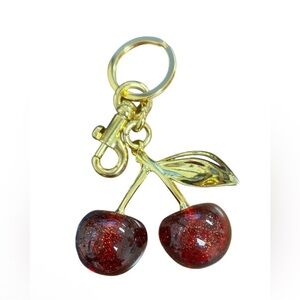 Gold and Red Cherry Keychain